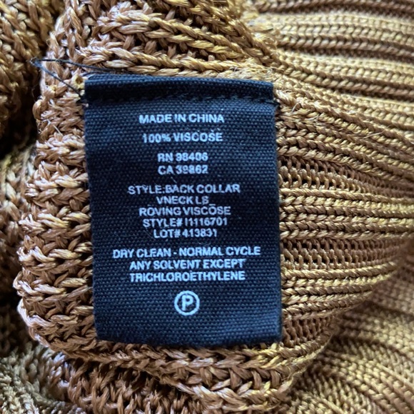 THEORY Ribbed Draped Collar Plunge V Neck Toffee - Picture 5 of 5